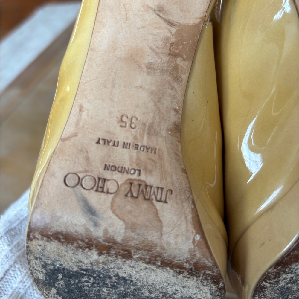 Jimmy Choo Yellow Peep Toe Heels - Picture 6 of 6